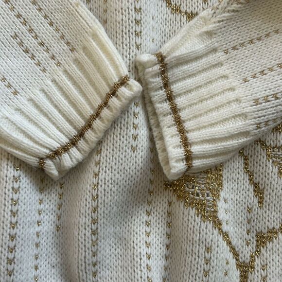Vintage Ellen D Kollection Sweater White Gold Rose Medium - Picture 4 of 6